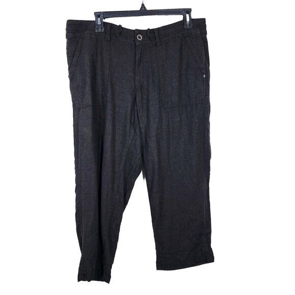 Sonoma Life Style Womens Capri Pants Size 12 Linen Rayon Blend Drawstring Black - Picture 1 of 10